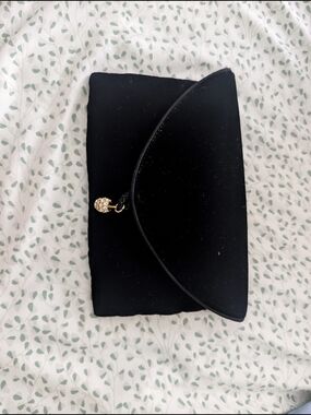 Carolyne Barton Black Velvet Envelope Clutch with Crystal Charm
